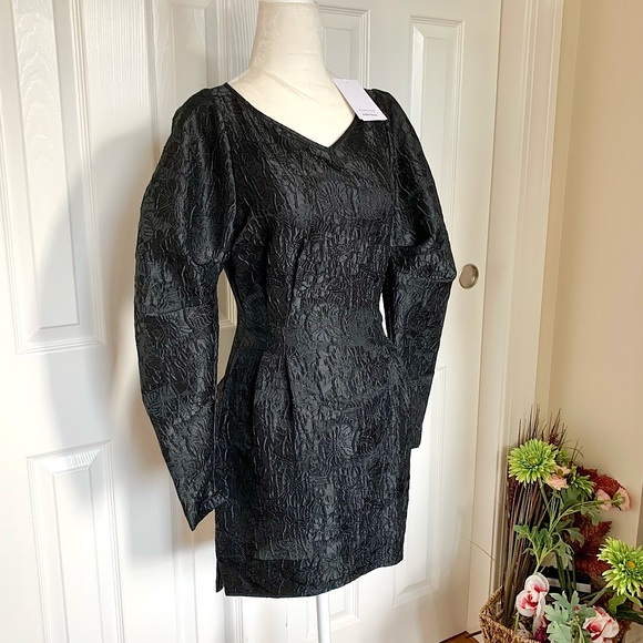 NWT & Other Stories Textured Puff Sleeve Black Dress sz 0 XS - Picture 15 of 15